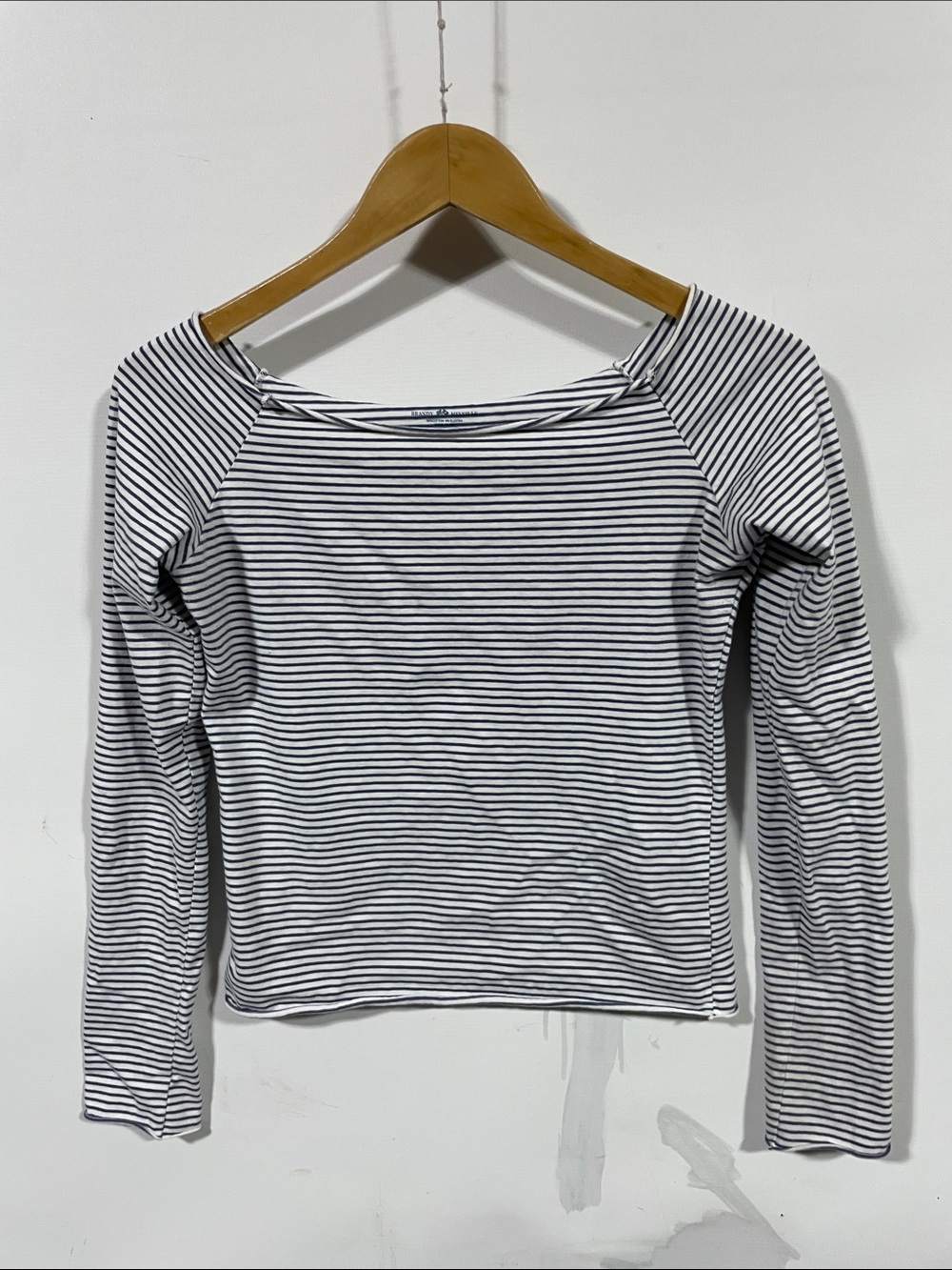 Brandy Melville Black & White Striped Boatneck Long-Sleeve Top